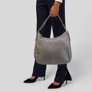 GORGEOUS Kate Spade NY Gray Pebbled Leather 10"x14" Hobo Convertible Cross Body